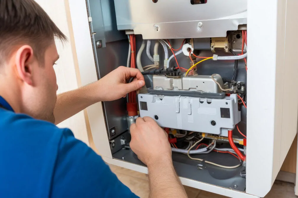 Repairman Fixing a Furnace